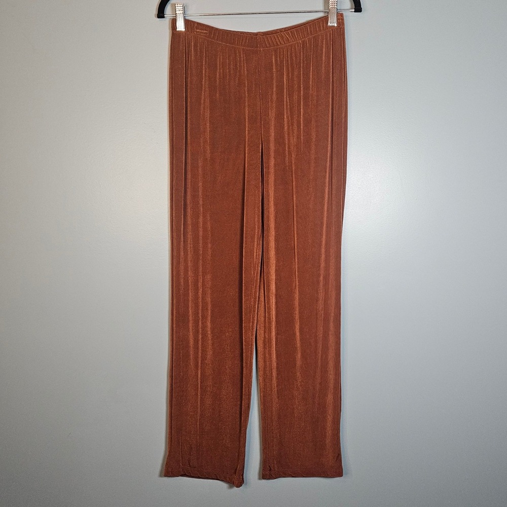 Citiknit Women's Brown Velour Wide Leg Palazzo Lounge Pants Size Small